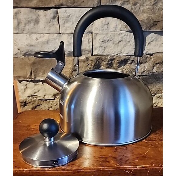 Whistling Tea Kettle Unbranded Stainless Steel Folding Handle and Lid - Picture 2 of 12